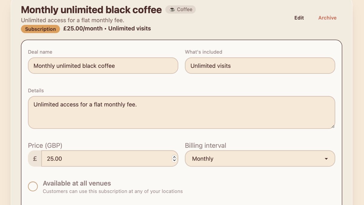 Subscription deals for cafes   unlimited black coffee